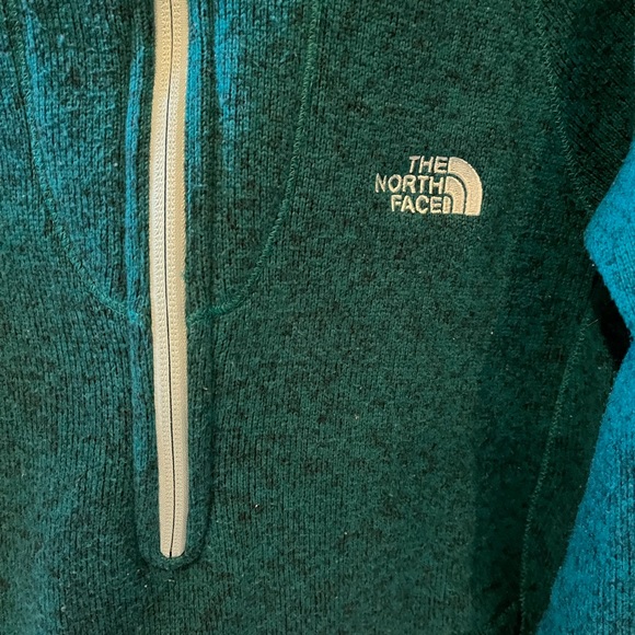 THE NORTH FACE 1/2  ZIP PULLOVER teal size Small EUC hoodie fall jacket coat - Picture 2 of 6